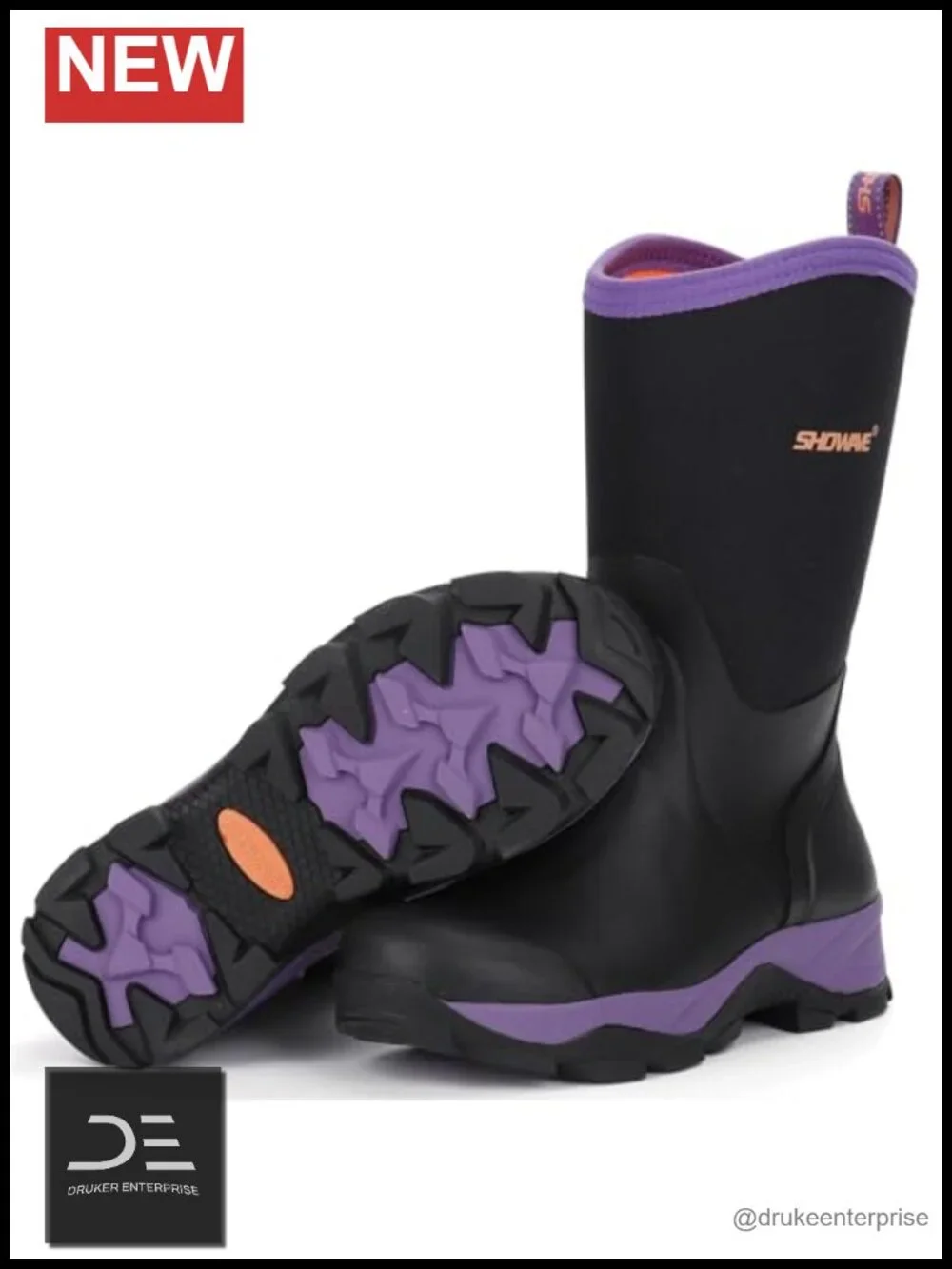 Women's Insulated Waterproof Mid Calf Rain Boots Rubber Neoprene